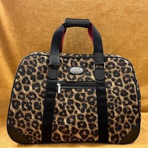 BRIGHTON AFRICA STORIES COLLECTION LEOPARD PRINT ROLLING WEEKENDER BAG